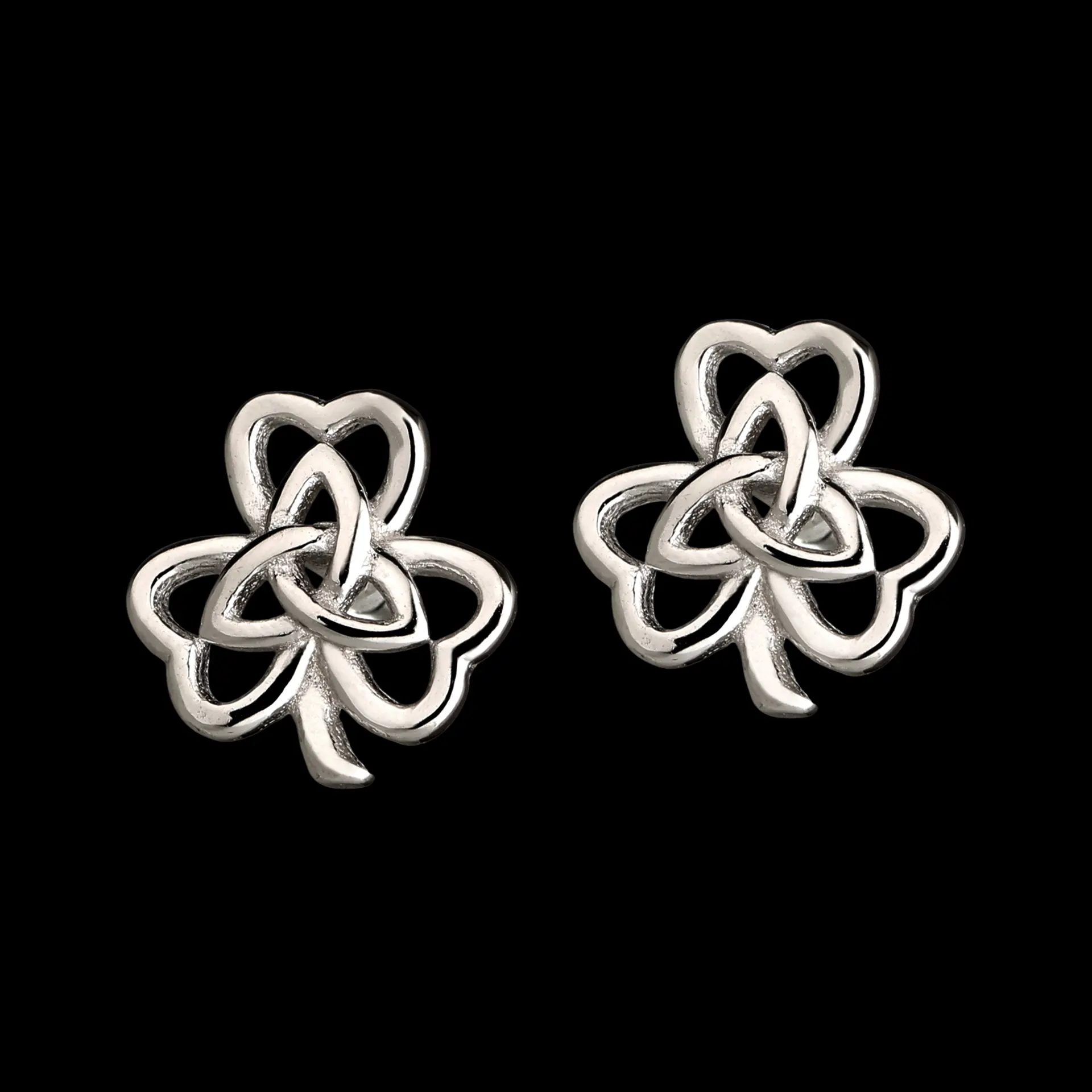 Trinity Shamrock - Handgefertigte keltische Ohrstecker aus Sterlingsilber