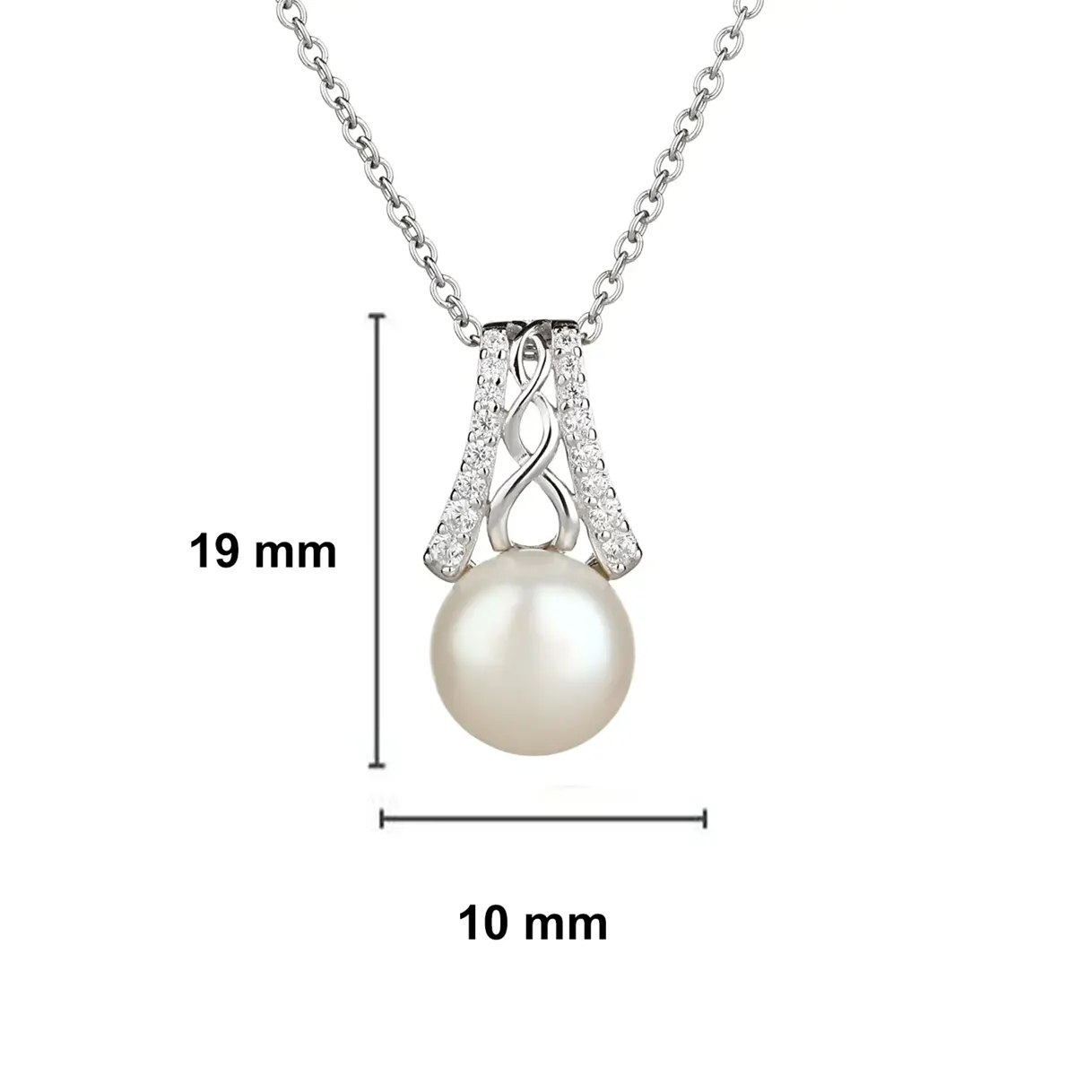 Trinity Crystal Pearl - Keltische Kette aus Irland - Sterlingsilber mit Kristall & Perle