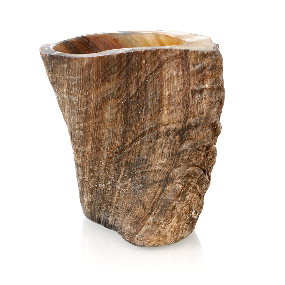 Shot-Glas-Becher-Schafshorn-Natur-001 Shotbecher / Schnapsbecher aus echtem Widderhorn / Schafshorn - aussen natur