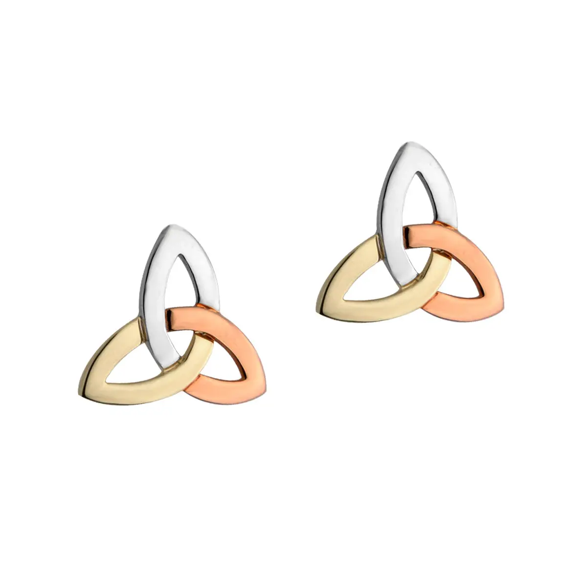ohrstecker-ohrschmuck-trinity-knot-irland-gold-002 Tricolor Trinity - keltische Trinity Ohrstecker - 14K Gold