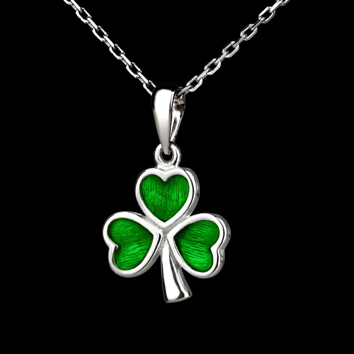 kette-anhaenger-irish-shamrock-kleeblatt-irland-silber-005 Irish Shamrock Kette - Irisches Kleeblatt aus Sterling Silber & Emaille