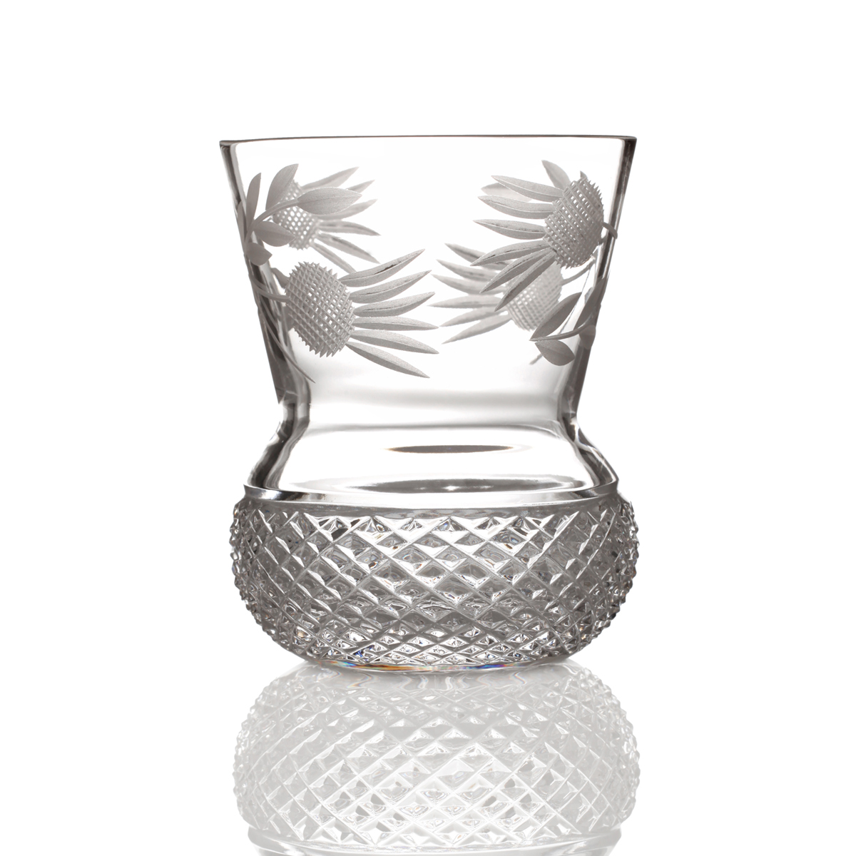 Flower of Scotland - schottische Distel - handgefertigtes Kristall Whisky Glas