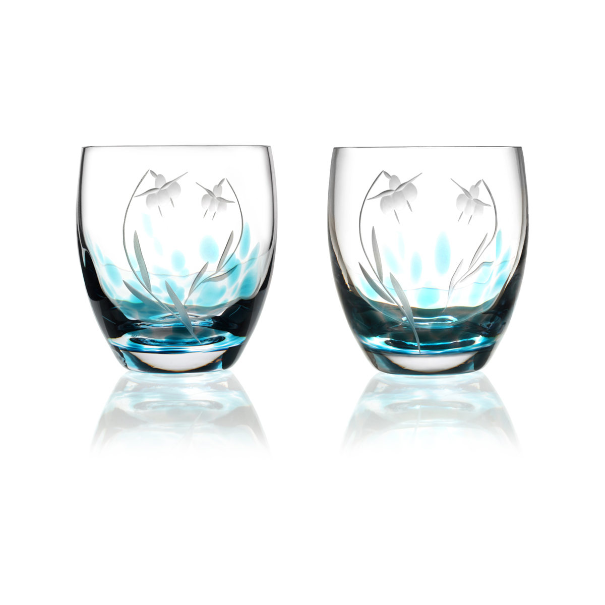 2 x Celtic Meadow Whiskey Tumbler - Handgefertigtes Kristallglas aus Irland