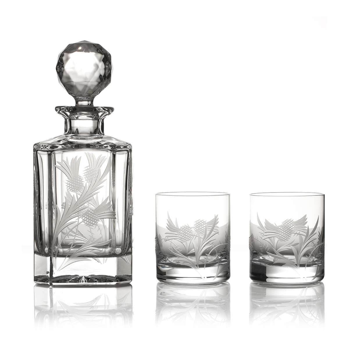 Kristall-Whisky-Karaffe-Glas-Set-royal-scot-003 Flower Of Scotland Kristall Whisky Set - Karaffe & 2 Gläser - Handgefertigt aus Kristallglas