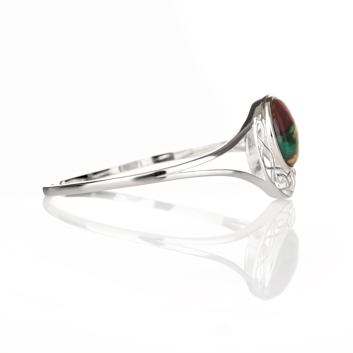 Armreif-Armband-Heathergem-Schottland-Silber-004 Keltischer Heathergem Armreif - Handgefertigt in Schottland