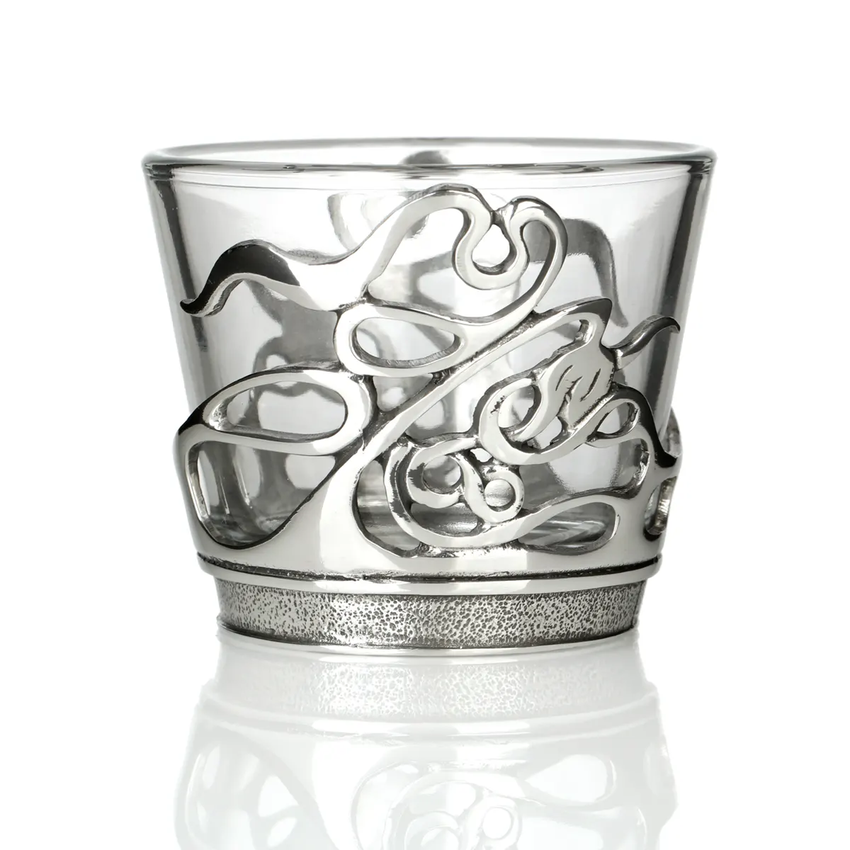 Celtic Swirls Teelichthalter aus Glas & Zinn mit keltischen Ornnamenten