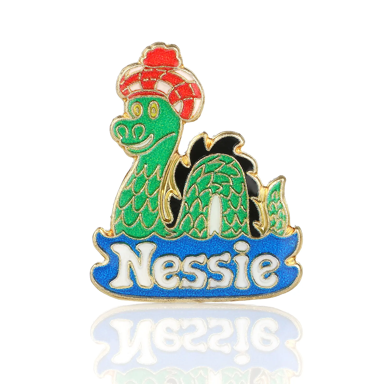 Nessie Pin Badge - schottische Loch Ness Anstecknadel aus Metall & Emaille