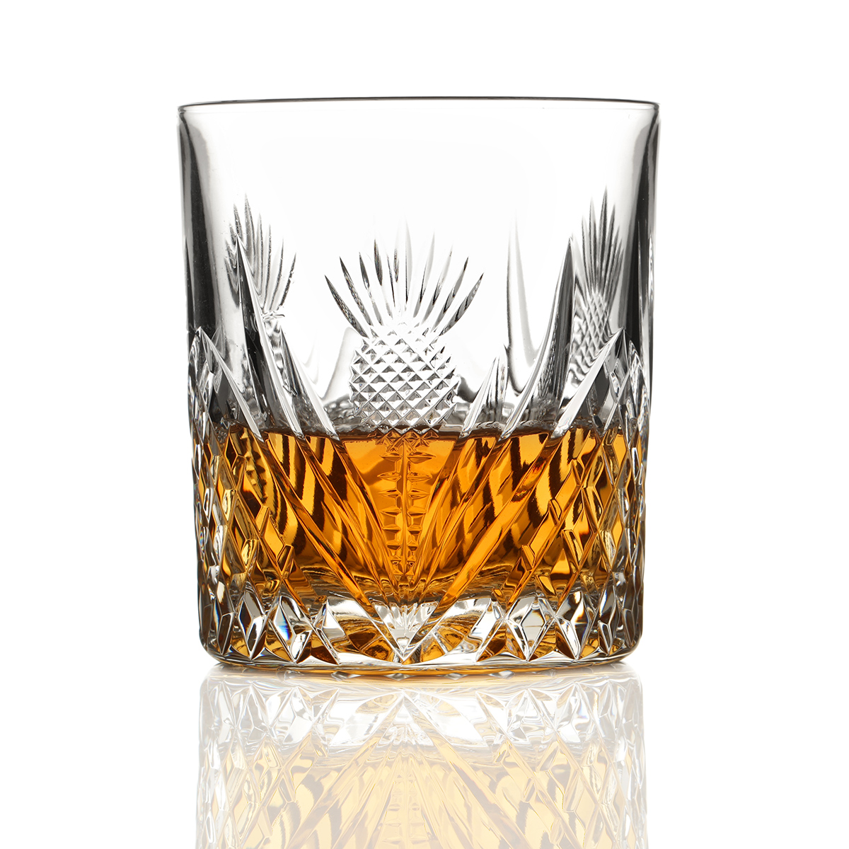 dram-tumbler-whisky-kristall-glas-distel-thistle-009 Schottische Distel - Kristall Whiskyglas aus Schottland - mit Diamantschliff