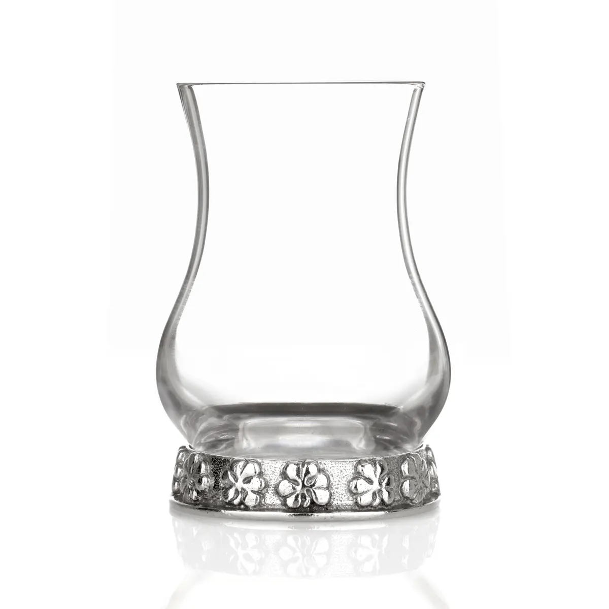 whisky-tasting-nosing-glas-whiskey-irish-shamrock-001 Außergewöhnliches Whiskey Tasting Glas mit Irish Shamrock Zinnverzierung