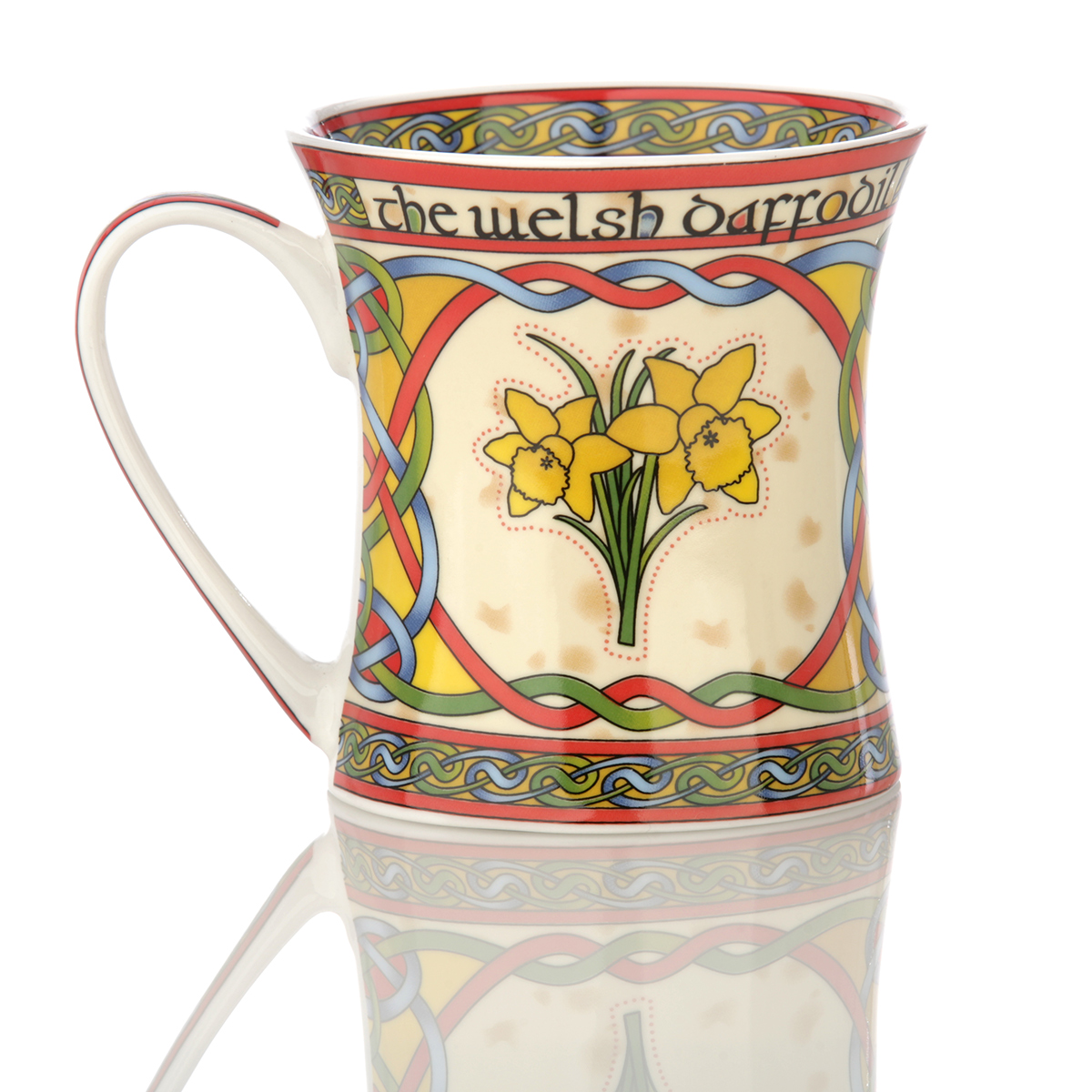 Kaffeebecher-Mug-wales-welsh-daffodil-narzisse-001 The Welsh Daffodil Mug - Kaffeebecher mit walisischer Narzisse & keltischen Ornamenten