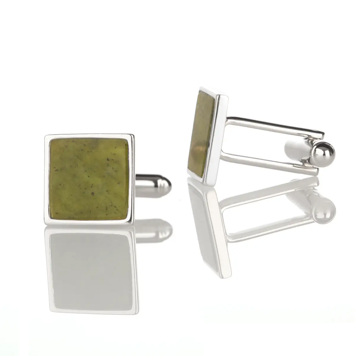 manschettenknoepfe-cufflinks-connemara-marmor-irland-silber-006 Irische Manschettenknöpfe aus grünem Connemara Marmor