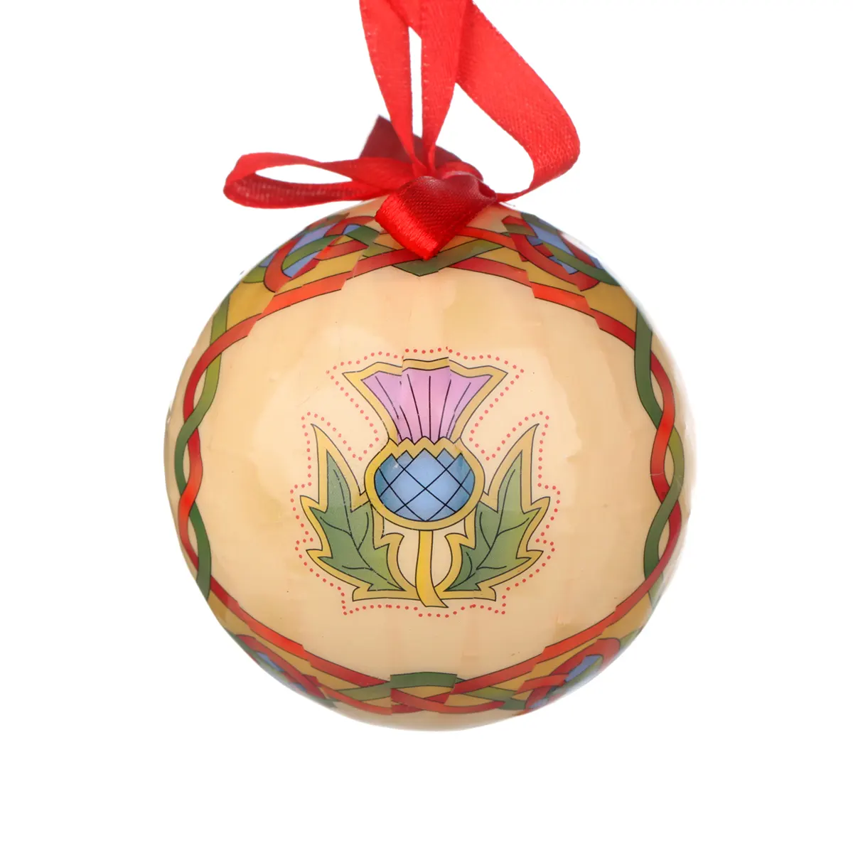 Scottish Weave - 4 Traditionelle Weihnachtskugeln mit schottischen Symbolen und keltischen Ornamenten
