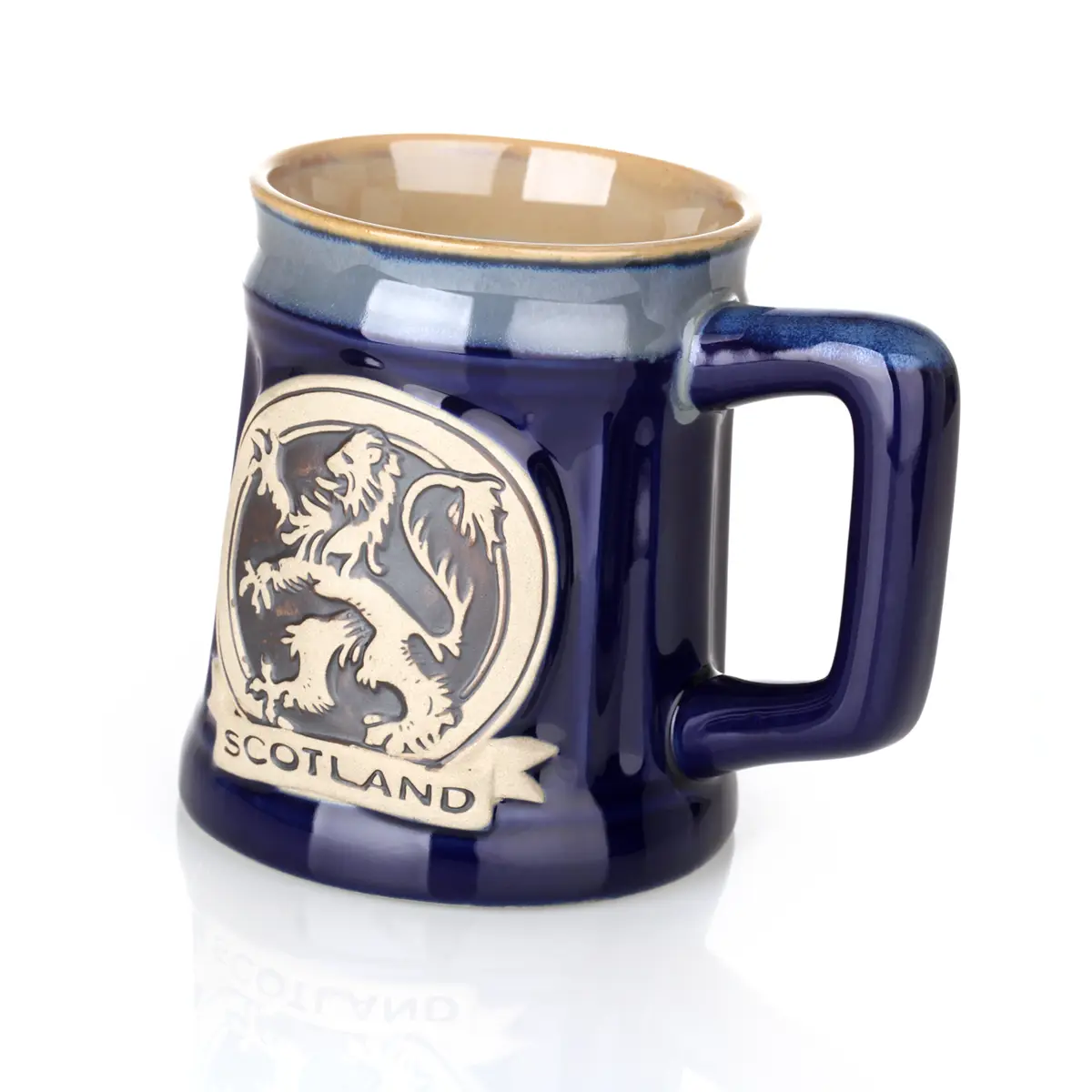 bier-krug-becher-tankard-schottland-lion-rampant-loewe-014 Lion Rampant Stoneware Tankard - Schottischer Löwe Bierkrug - Blau