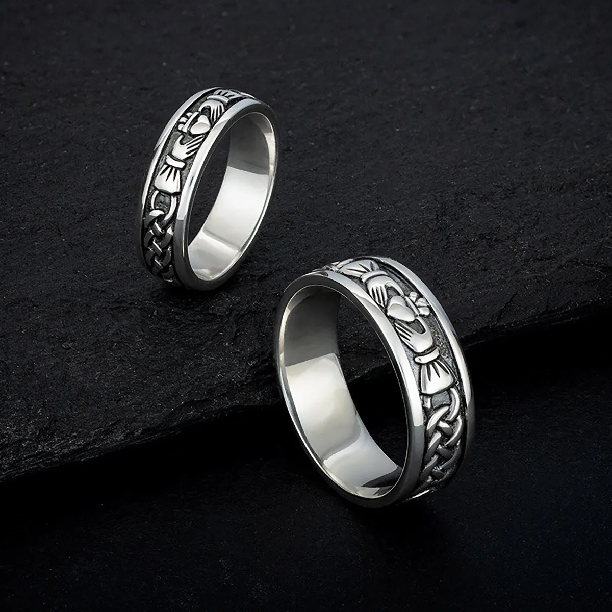 Herren Claddagh Ring aus Sterling Silber - handgefertigt in Irland