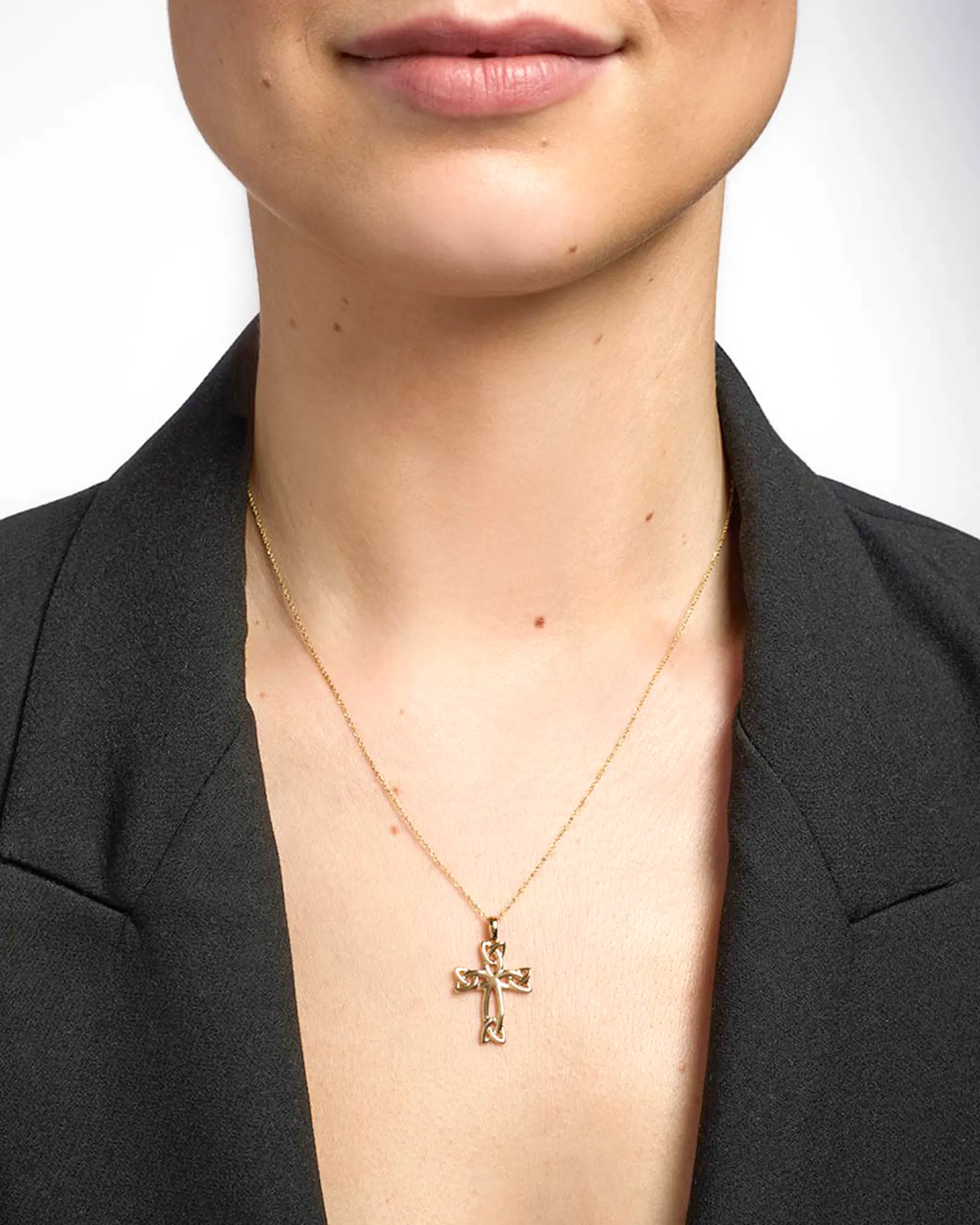 Keltisches Kreuz aus 14K Gold mit Trinity-Knoten - Handgefertigt in Irland