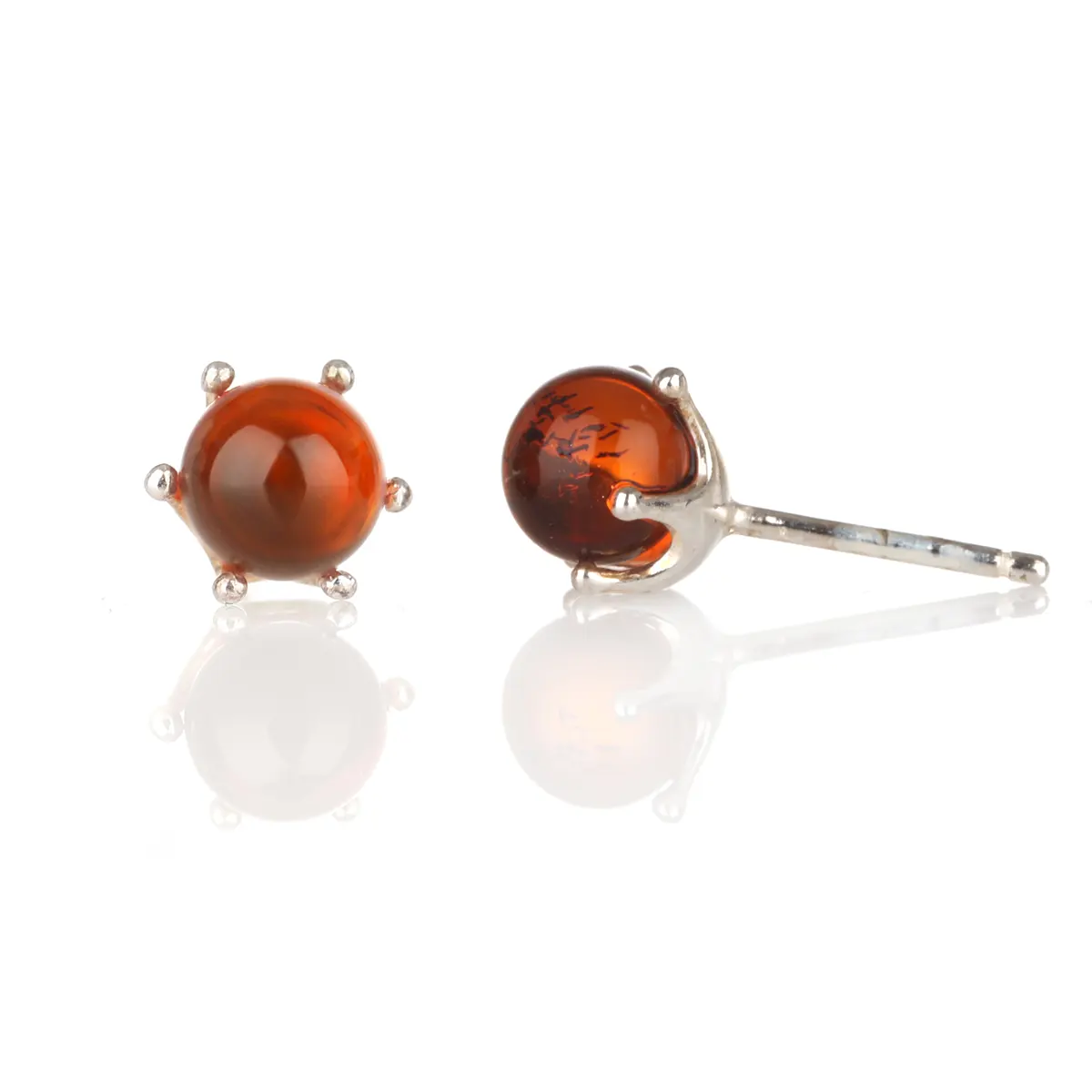 Honey Ball Studs - Irische Ohrstecker aus honigfarbenem Bernstein & Sterling Silber