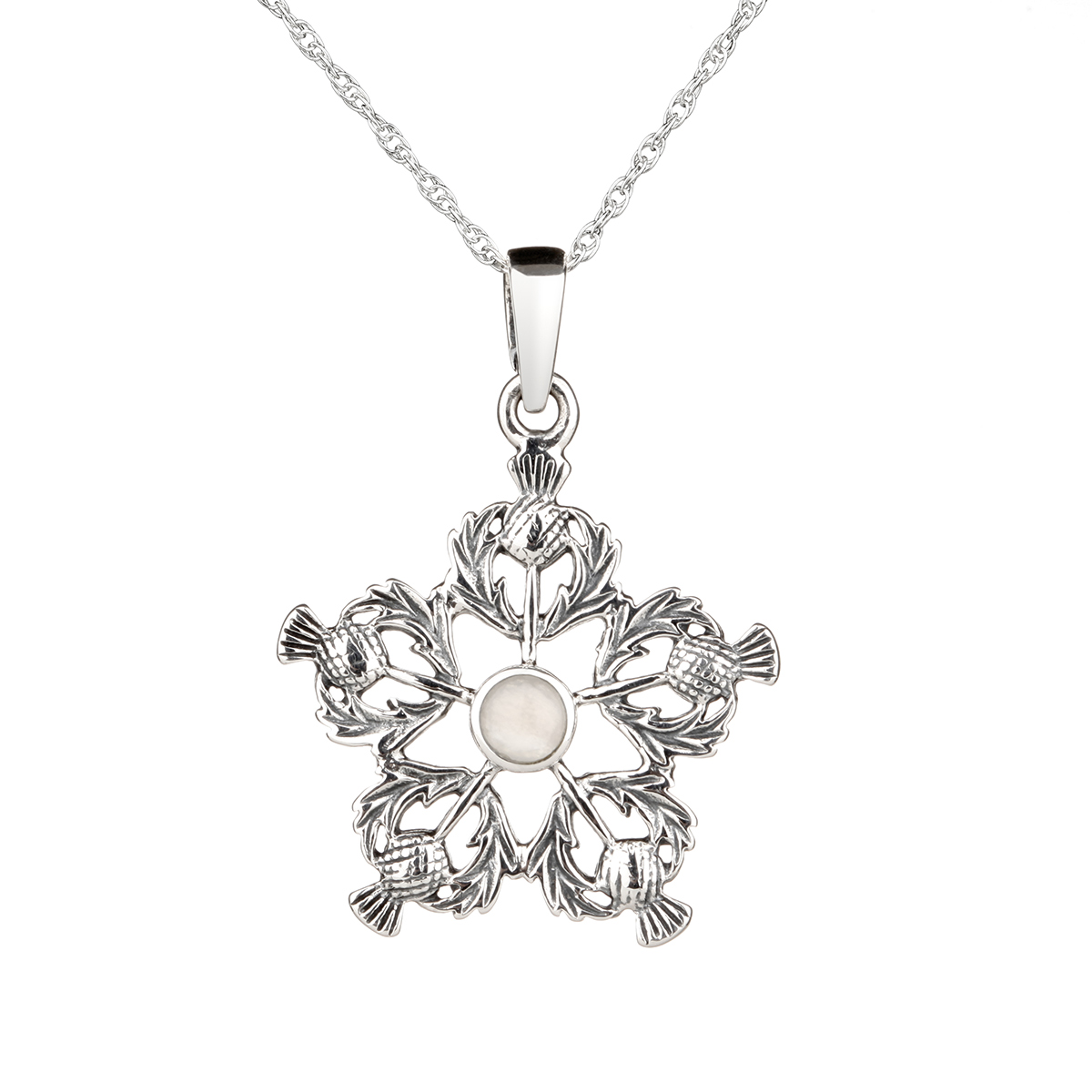 Thistle Star Pendant - Schottische Distel Kette aus Sterling Silber & Achat