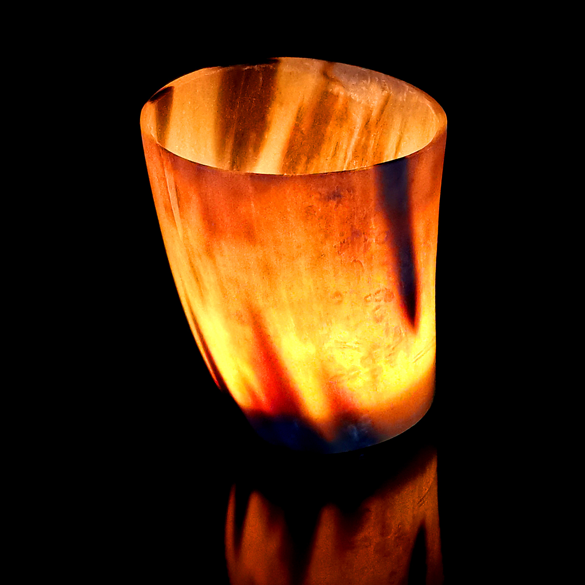 teelicht-halter-kerze-horn-rinderhorn-005 Windlicht aus Horn - Kerzenhalter für Wikinger & Kelten - Rinderhorn poliert