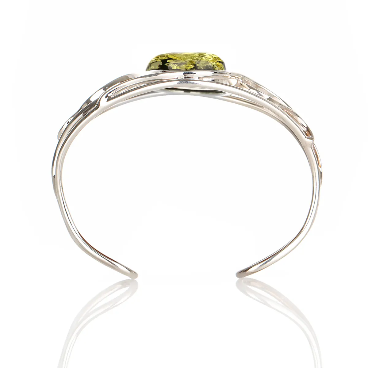Green Amber Bangle - Irischer Armreif aus grünem Bernstein & Sterling Silber