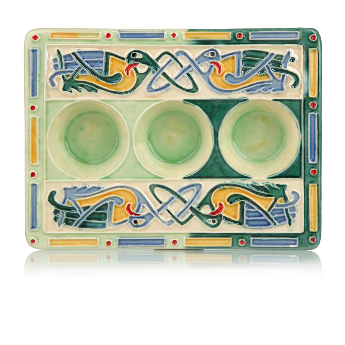 celtic-bird-kerzenhalter-keltisch-keramik-001 Celtic Birds - keltischer Kerzenhalter aus Keramik für 3 Teelichter - Handbemalt