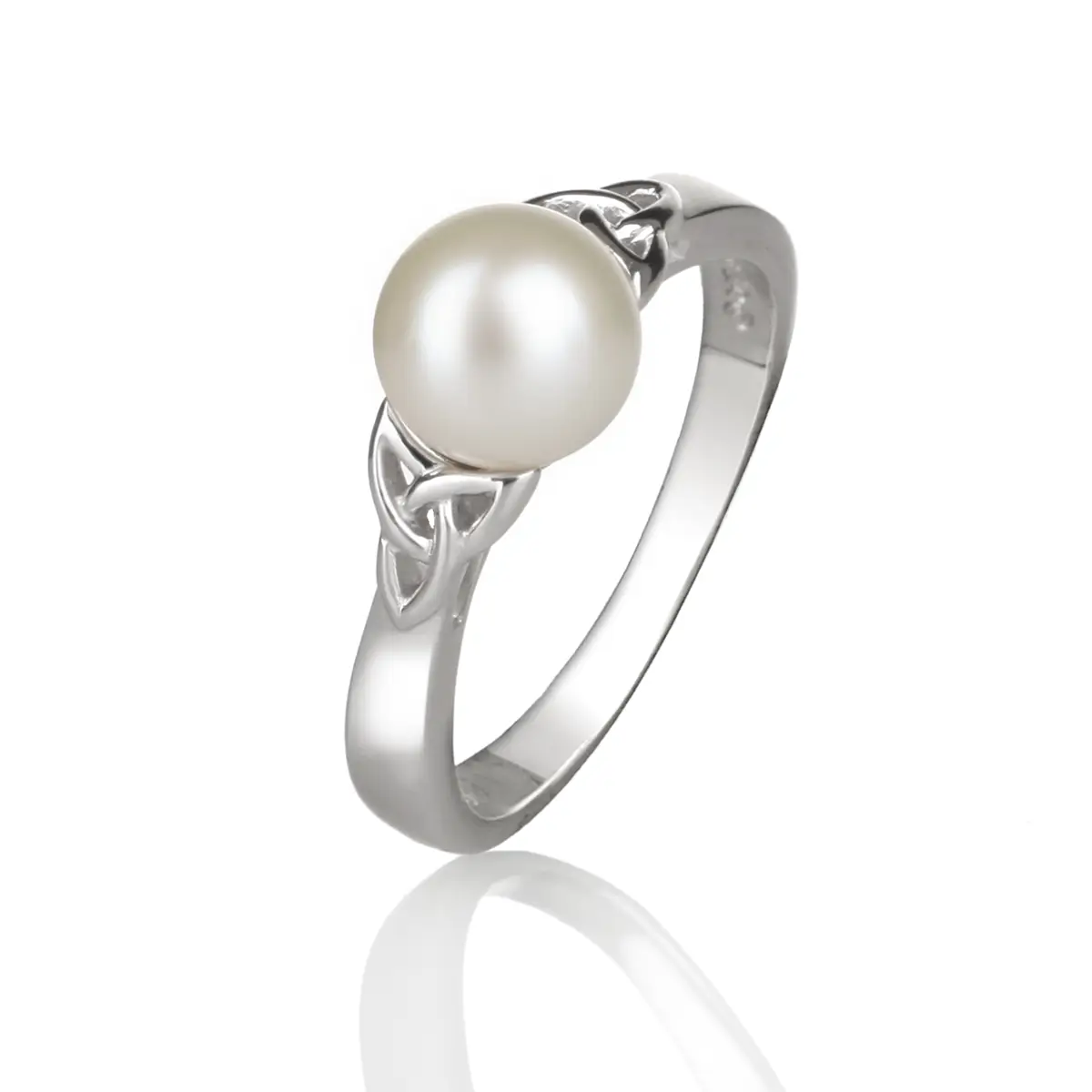 Trinity Pearl Ring - Sterling Silber mit Perle - handgefertigt in Irland