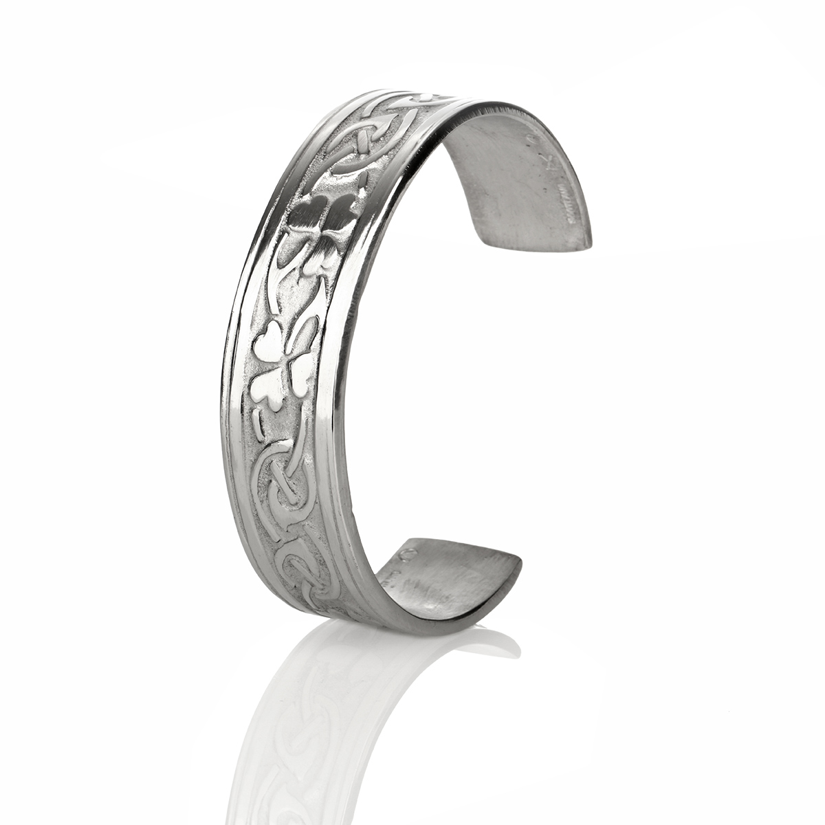 armreif-keltisch-kleeblatt-shamrock-001EHuTg3aiGpZ0J Celtic Shamrock - Armreif mit keltischem Muster & Kleeblättern - polierter Zinn