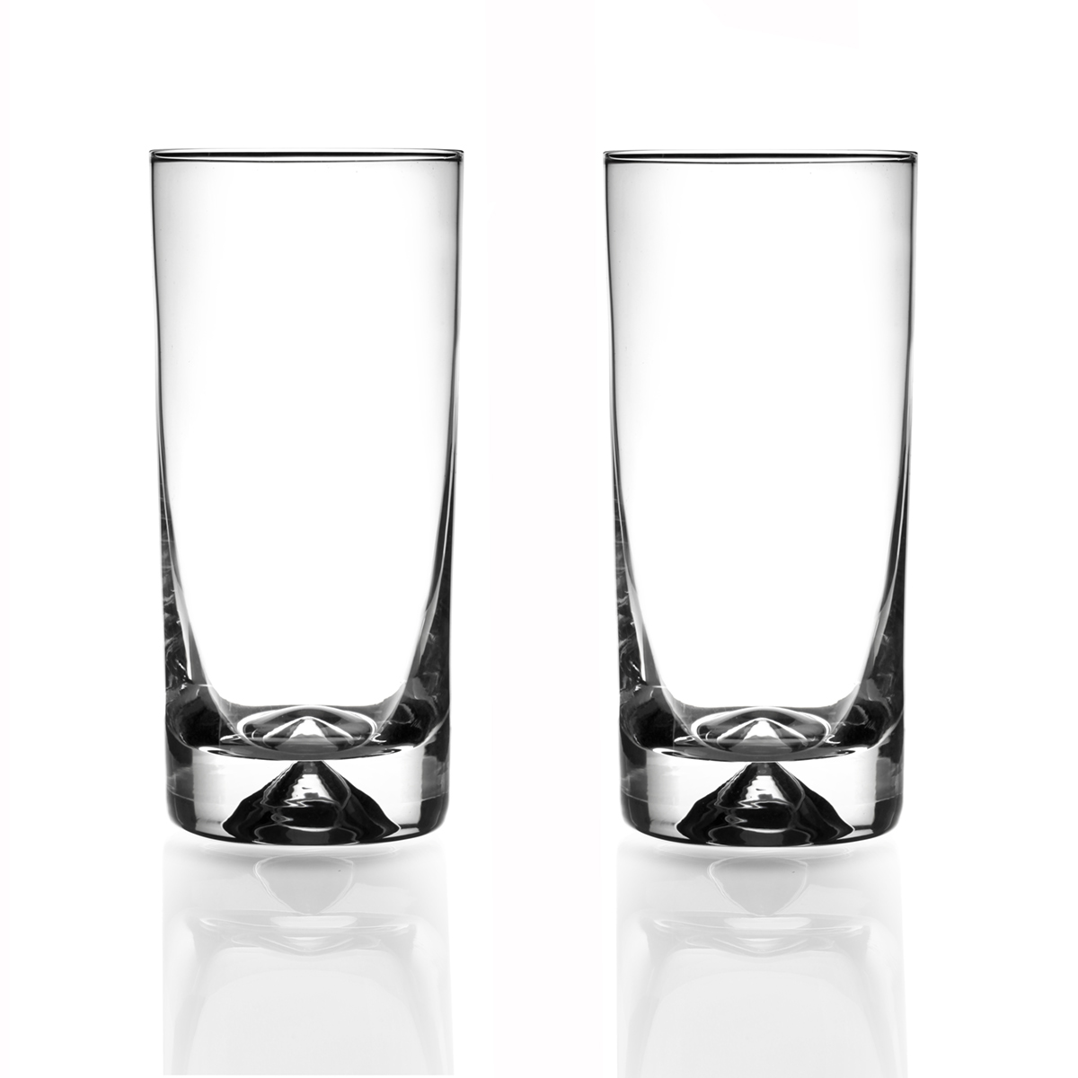 Highball-Gin-Tonic-Tumbler-Kristall-Glas-Dimple-Schottland-002 Dimple Base - 2 x Highball Longdrink Glas - Handgefertigt aus Kristallglas