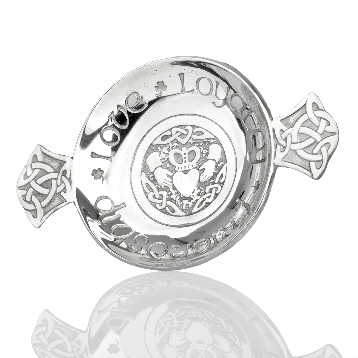 Love Loyalty Friendship - Schottischer Quaich - keltische Muster & Claddagh Ring