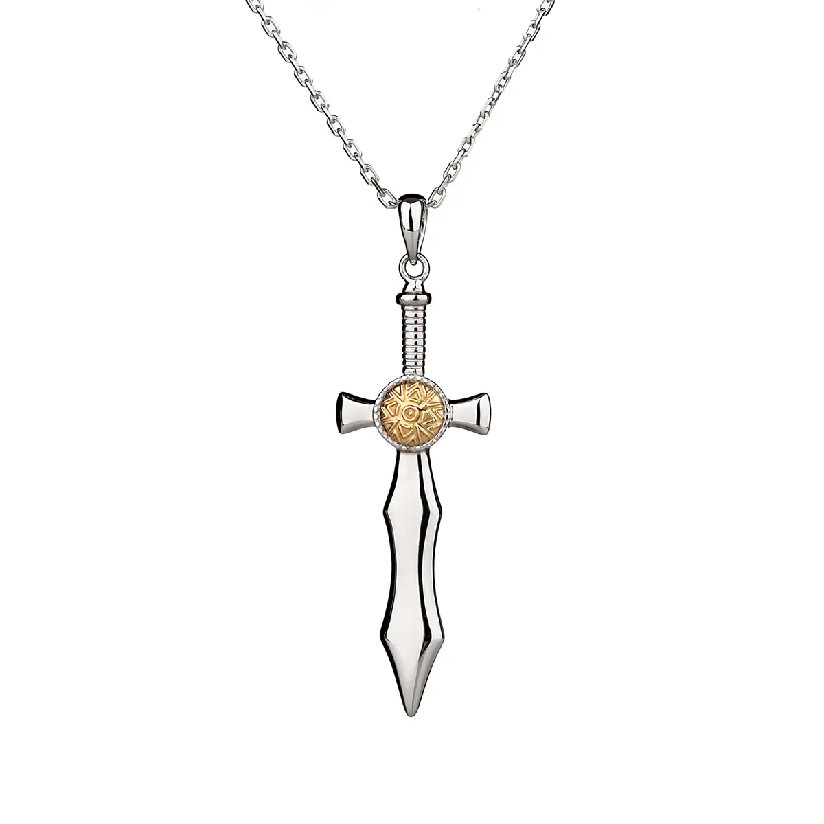 Nuada Sword of Light - keltischer Anhänger aus Sterling Silber und Gold