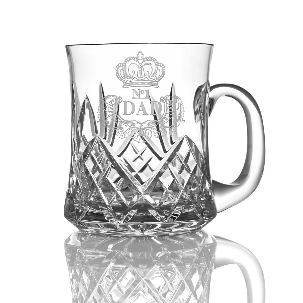No.1 DAD - Handgefertigtes One Pint Bierglas - Kristallglas mit Diamantschliff & Gravur