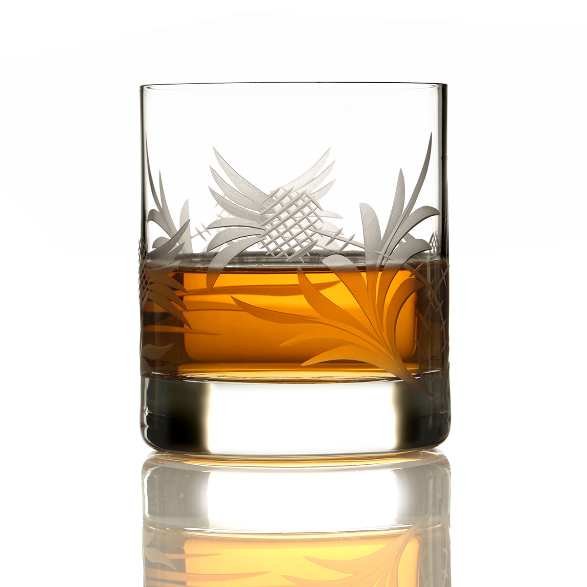 dram-tumbler-whisky-kristall-glas-distel-thistle-011 Flower of Scotland Tumbler - Schottische Distel - Handgefertigtes Kristall Whisky Glas