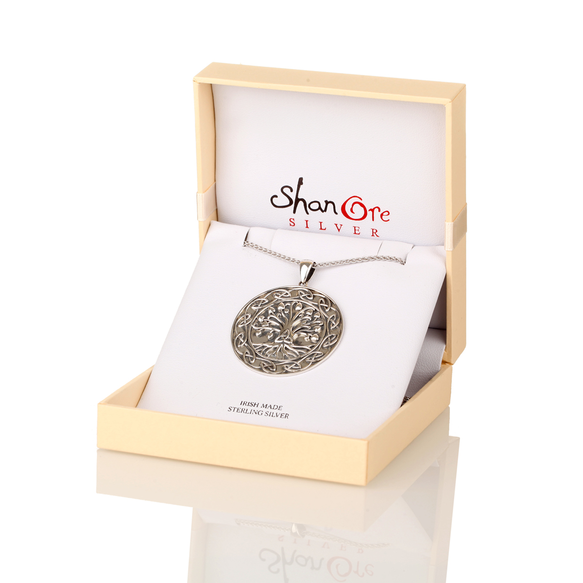 Lebensbaum Medaillon aus Irland - Sterling Silber mit keltischen Ornamenten
