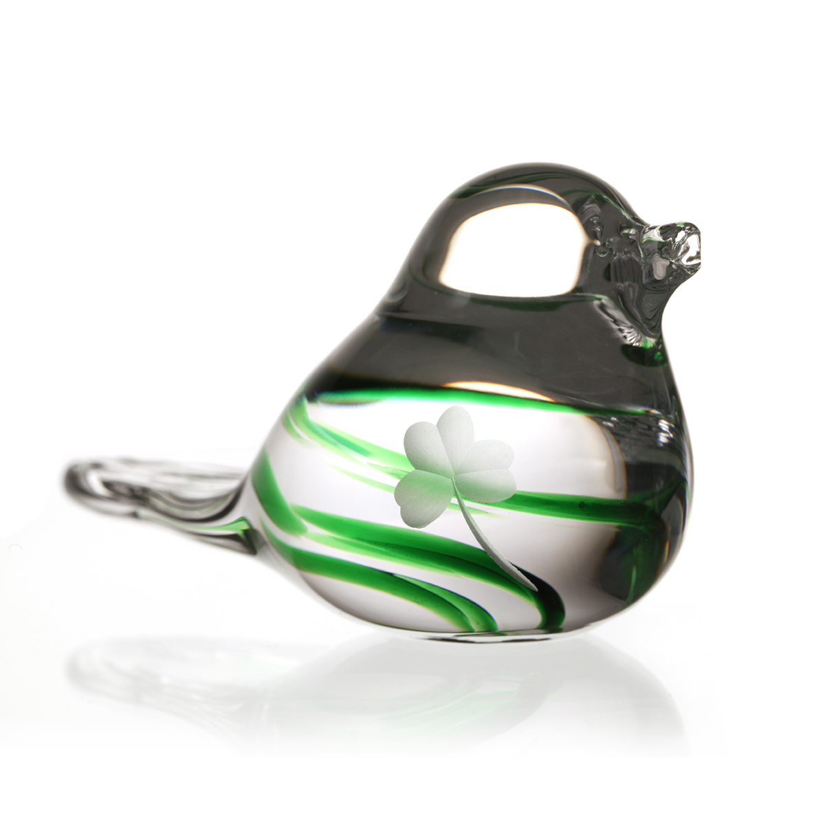 Celtic-love-birds-kristall-glas-irland-irish-shamrock-kleeblatt-002 Irish Shamrock Love Birds - 2 handgefertigte Kristallglas Vögel aus Irland