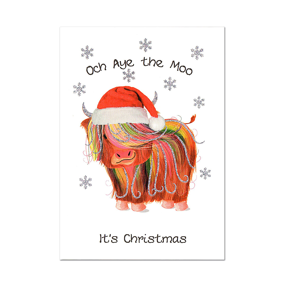 Och Aye the Moo It's Christmas - Wee Wishes Weihnachtskarte aus Schottland