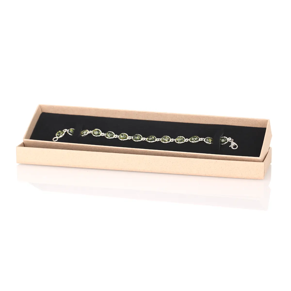 Green Amber Drop - Irisches Armband aus grünem Bernstein & Sterling Silber Green Amber Drop - Irisches Armband aus grünem Bernstein & Sterling Silber