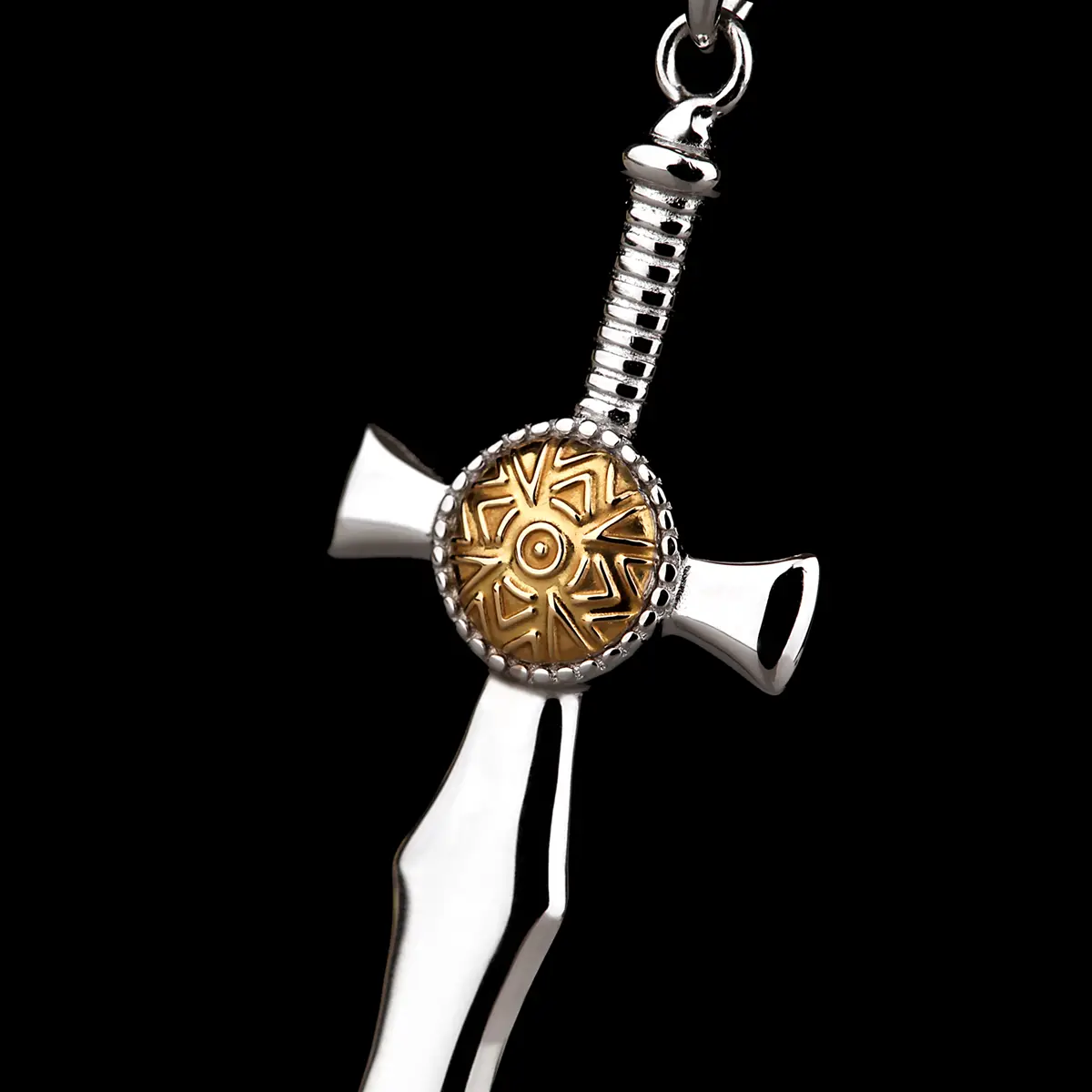 Nuada Sword of Light - keltischer Anhänger aus Sterling Silber und Gold