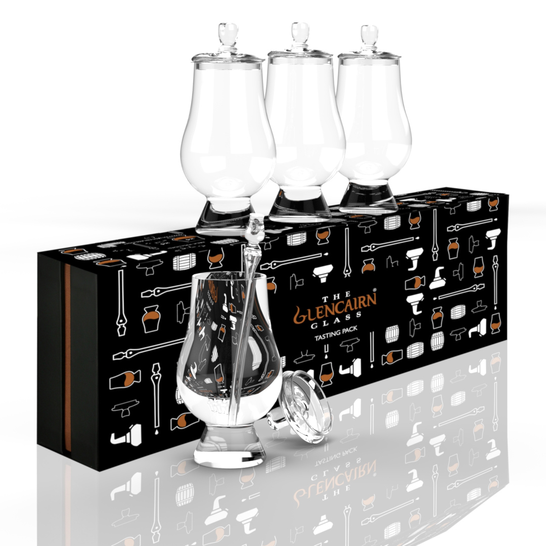 The Glencairn Glass Tasting Pack - 4 x Glencairn Glas mit Caps & Pipette im Geschenkkarton