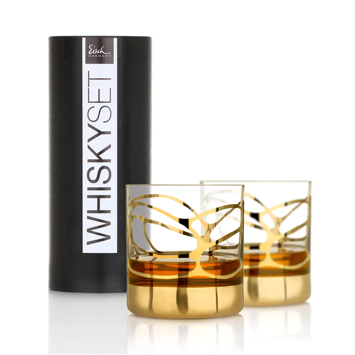 Eisch Whiskyglas Set Stargate - Gold - 2 Stück in Geschenkröhre