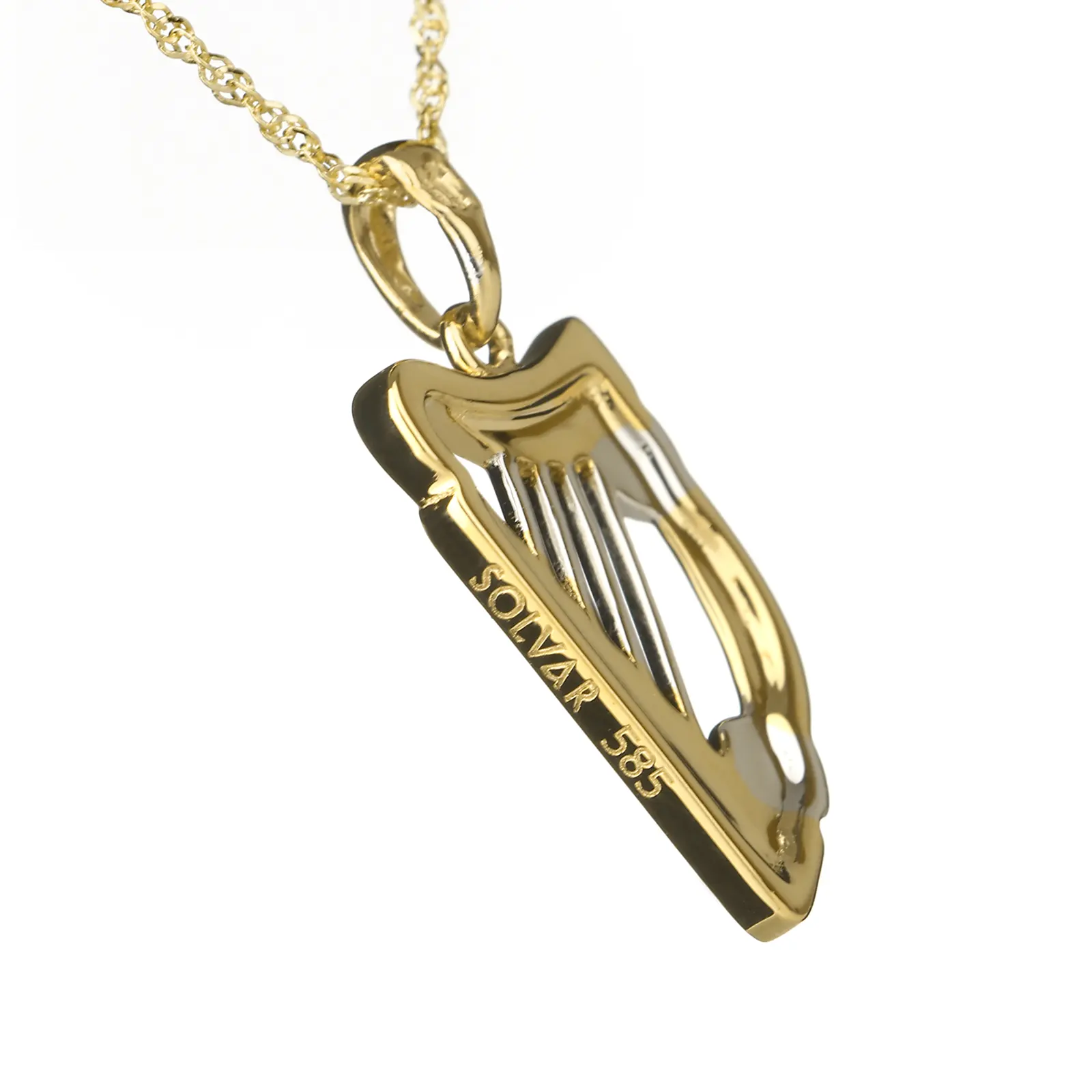 Two Tone Irish Harp - fein gearbeitete irische Harfe - 14K Gold