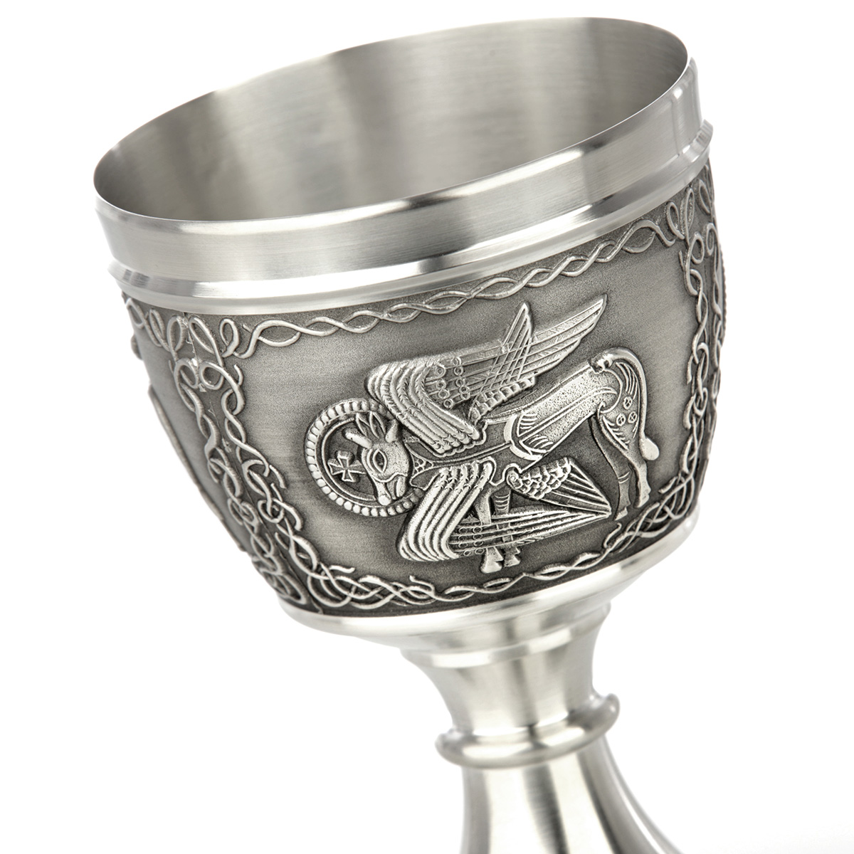 zinnkelch-weinkelch-keltisch-celtic-mittelalter-003 Luke the Ox - keltischer Evangelisten Weinkelch aus Irland