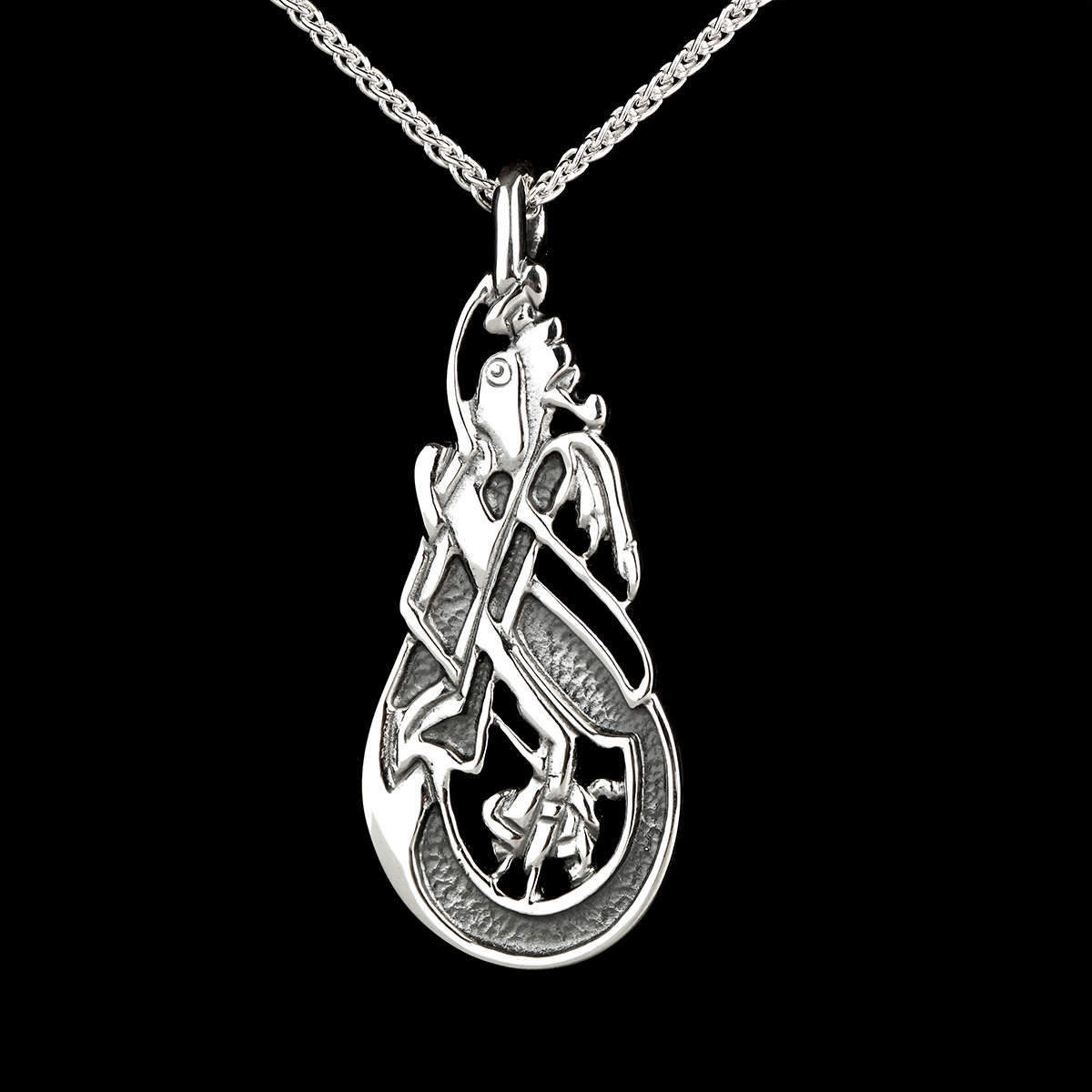 keltisch-kette-ortak-orkney-001 Keltischer Drachen-Anhänger aus 925er Sterling Silber – Handarbeit von Orkney