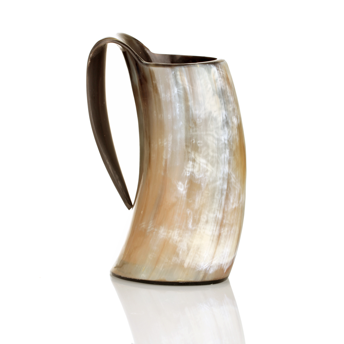 Becher-Horn-Henkel-Wikinger-Hornbecher-Trinkhorn-500-019 Wikinger Hornbecher mit Henkel - 0,3 Liter - Rinderhorn poliert